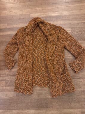 Berretti Women's Orange Tan Wool Blend Open Front Cardigan - Size M
 b88